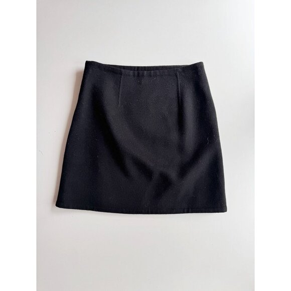 COS Black Wool Lyocell Blend Felt Front Button Mini A-Line Wrap Skirt, Size 34 - Picture 7 of 11